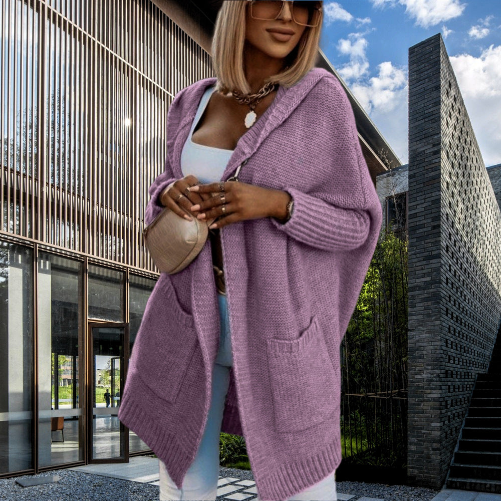 Damen lässige Strickjacke mit großen Taschen und kuscheligem Material Merchesia