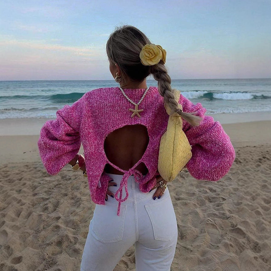 Damen Modischer Strickpullover mit weit geschnittenen Ärmeln Merchesia