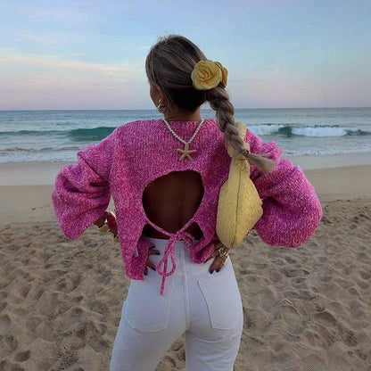 Damen Modischer Strickpullover mit weit geschnittenen Ärmeln Merchesia