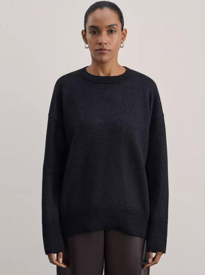 Damen weicher Strickpullover mit lässigem Schnitt und hochgeschlossenem Hals Merchesia