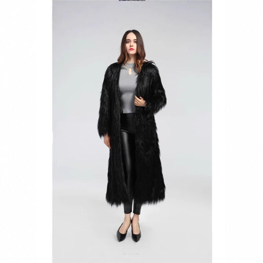 Damen Luxuriöser Kunstpelzmantel mit elegantem Futter Merchesia