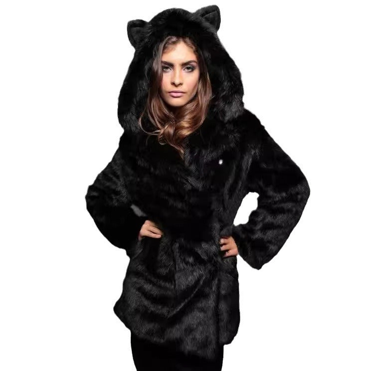 Damen Kuscheljacke mit Tiermotiv und Kapuze Merchesia