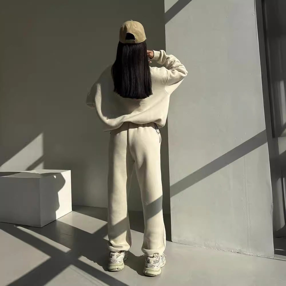 Damen lässiger Sweatshirt- und Jogginghose-Set mit hohem Kragen Merchesia