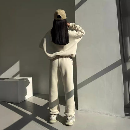 Damen lässiger Sweatshirt- und Jogginghose-Set mit hohem Kragen Merchesia