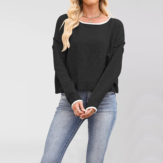 Damen lässiger Pullover mit weitem Schnitt und sanften Texturen Merchesia