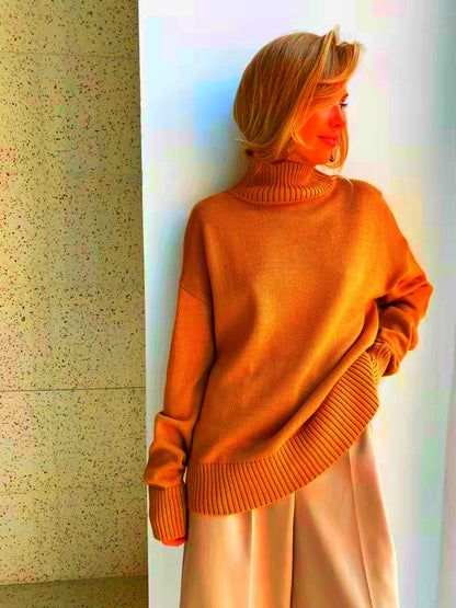 Damen eleganter Rollkragenpullover aus feinem Strick Merchesia