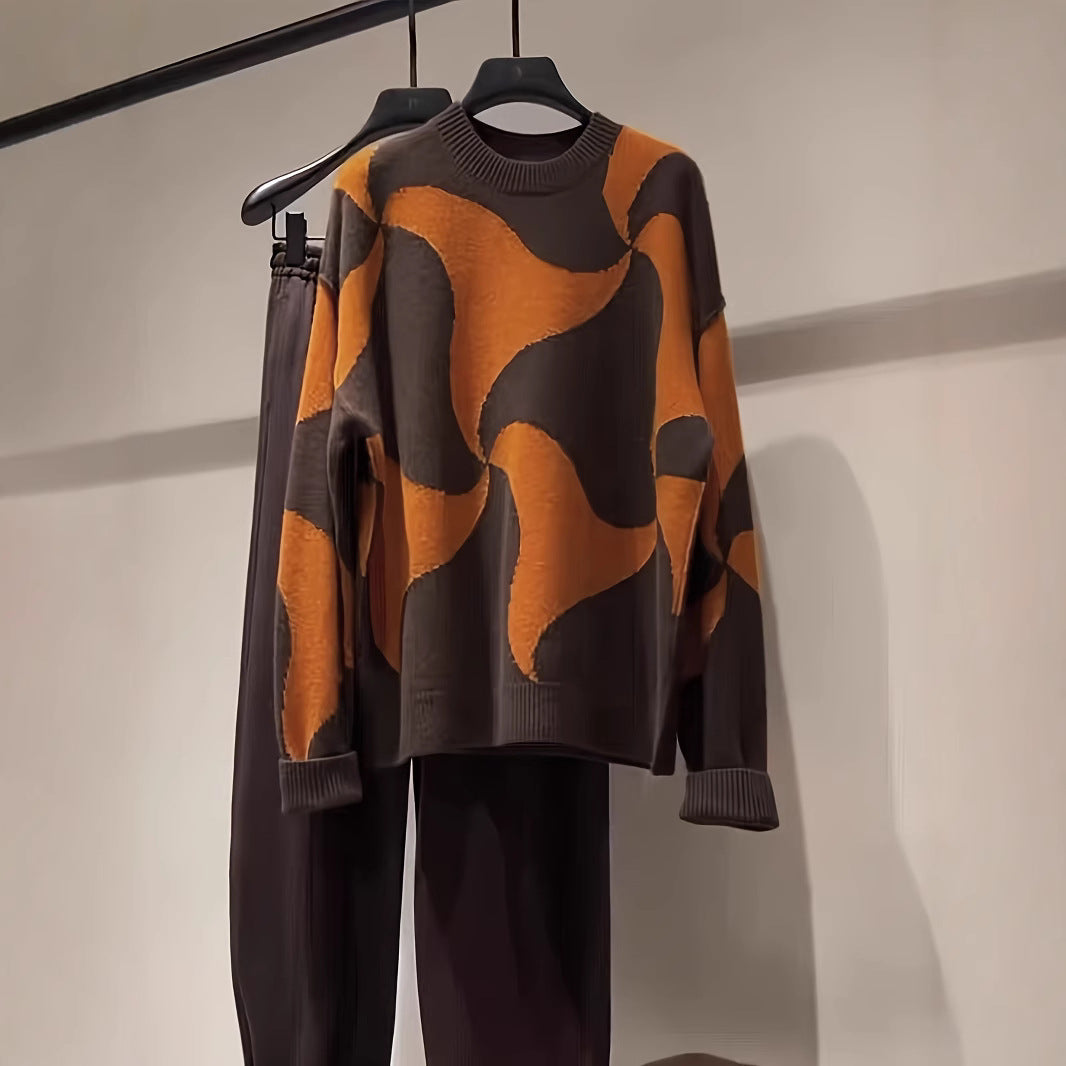 Damen Übergroßer Pullover mit einzigartigem Muster Merchesia