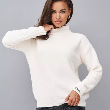 Damen Modischer Pullover mit hohem Kragen und strukturiertem Strick Merchesia