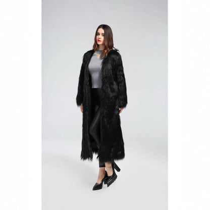 Damen Luxuriöser Kunstpelzmantel mit elegantem Futter Merchesia