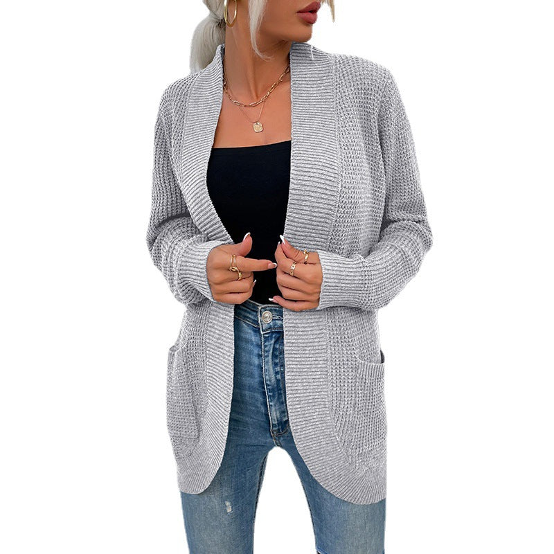 Damen Strickjacke mit lässiger Passform und offenen Taschen Merchesia