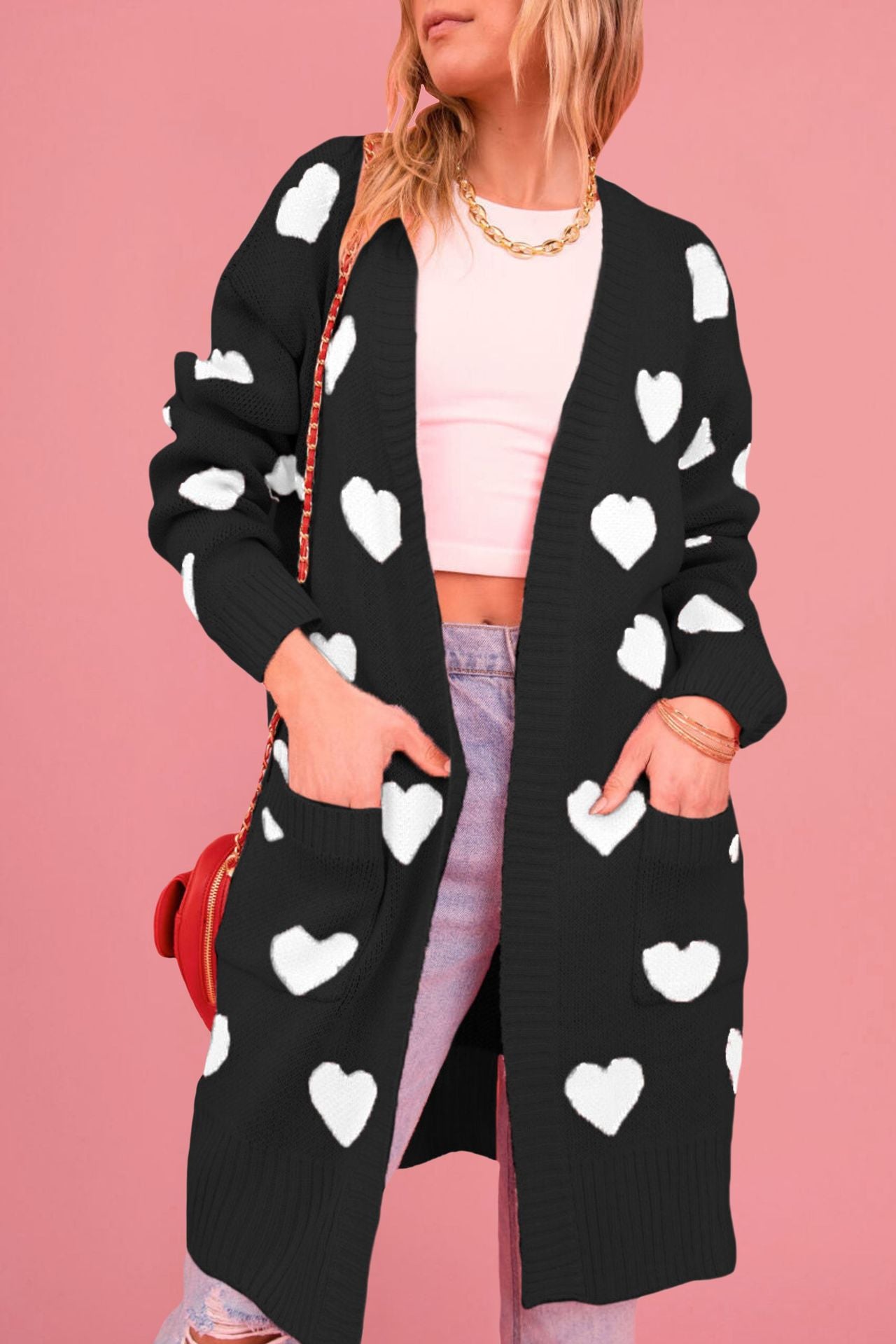 Damen Strickjacke mit Herzen Merchesia