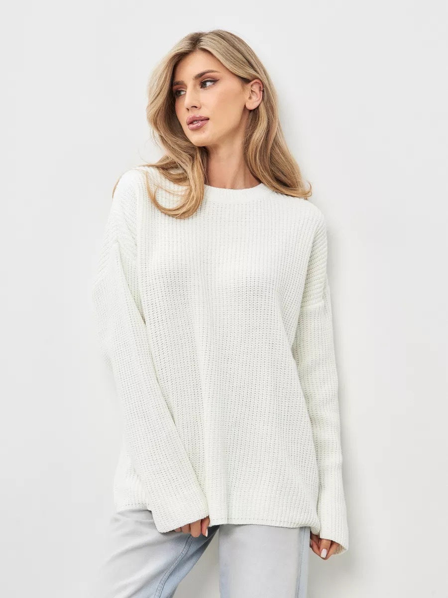 Damen Oversized Pullover mit strukturiertem Strick und weitem Schnitt Merchesia