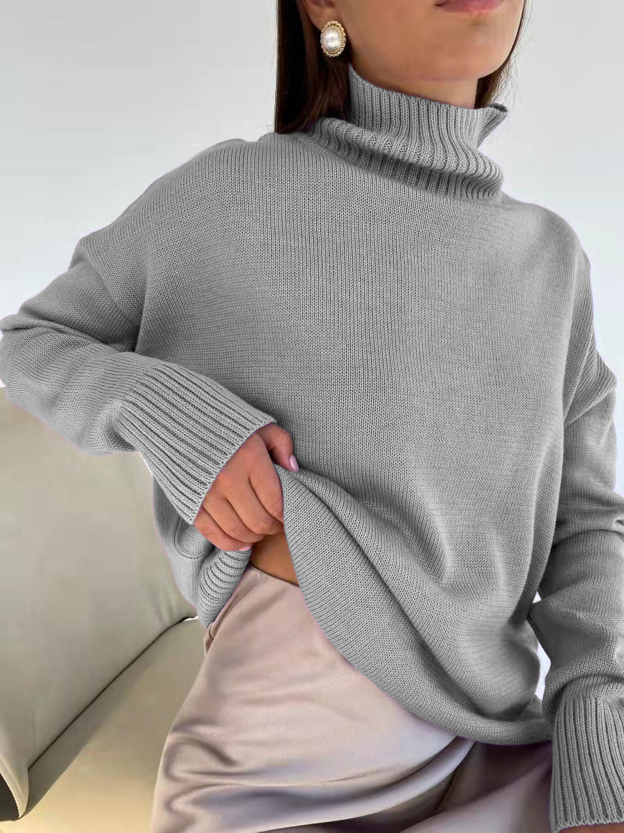 Damen eleganter Rollkragenpullover aus feinem Strick Merchesia