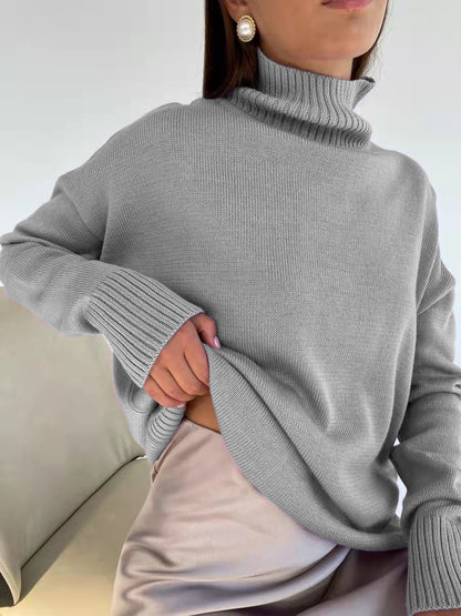 Damen eleganter Rollkragenpullover aus feinem Strick Merchesia