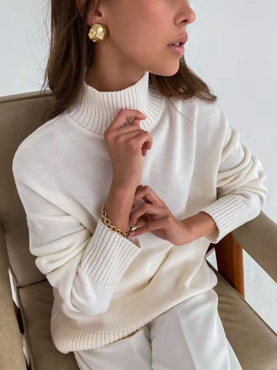 Damen eleganter Rollkragenpullover aus feinem Strick Merchesia