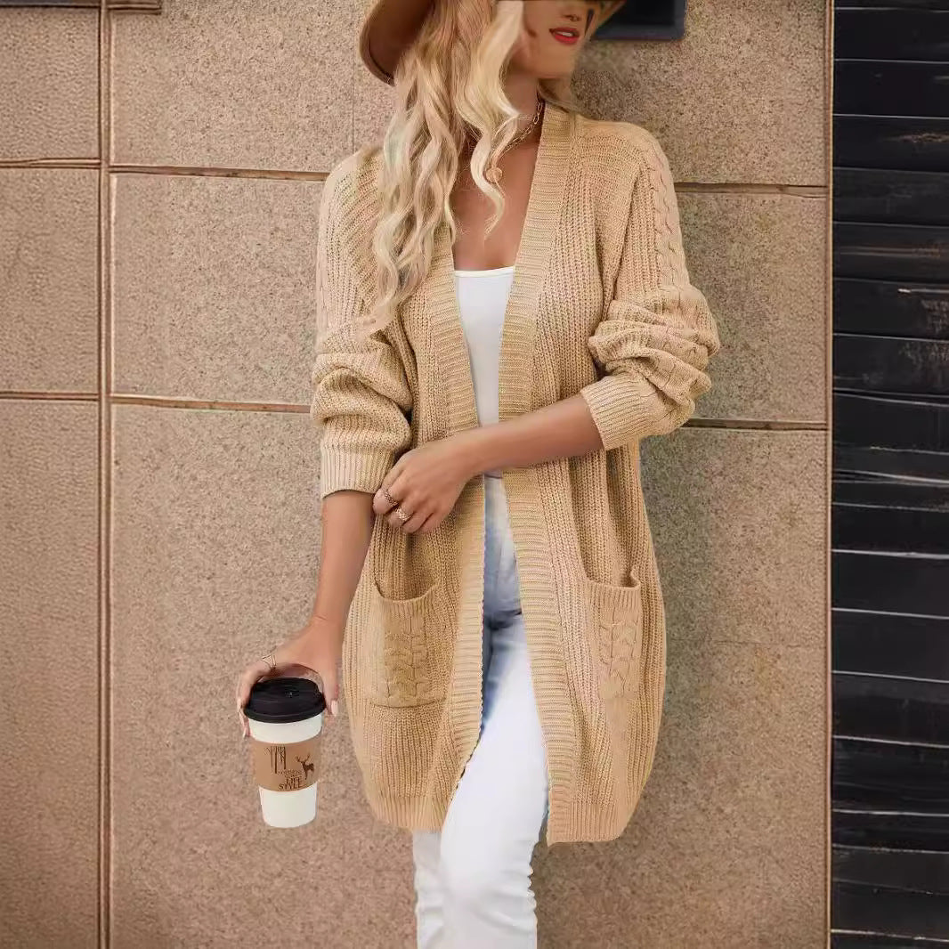 Damen Grobstrickcardigan mit praktischen Taschen und lässigem Schnitt Merchesia