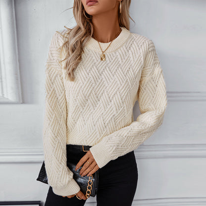 Damen Strickpullover mit modernem Strukturmuster und bequemer Passform Merchesia