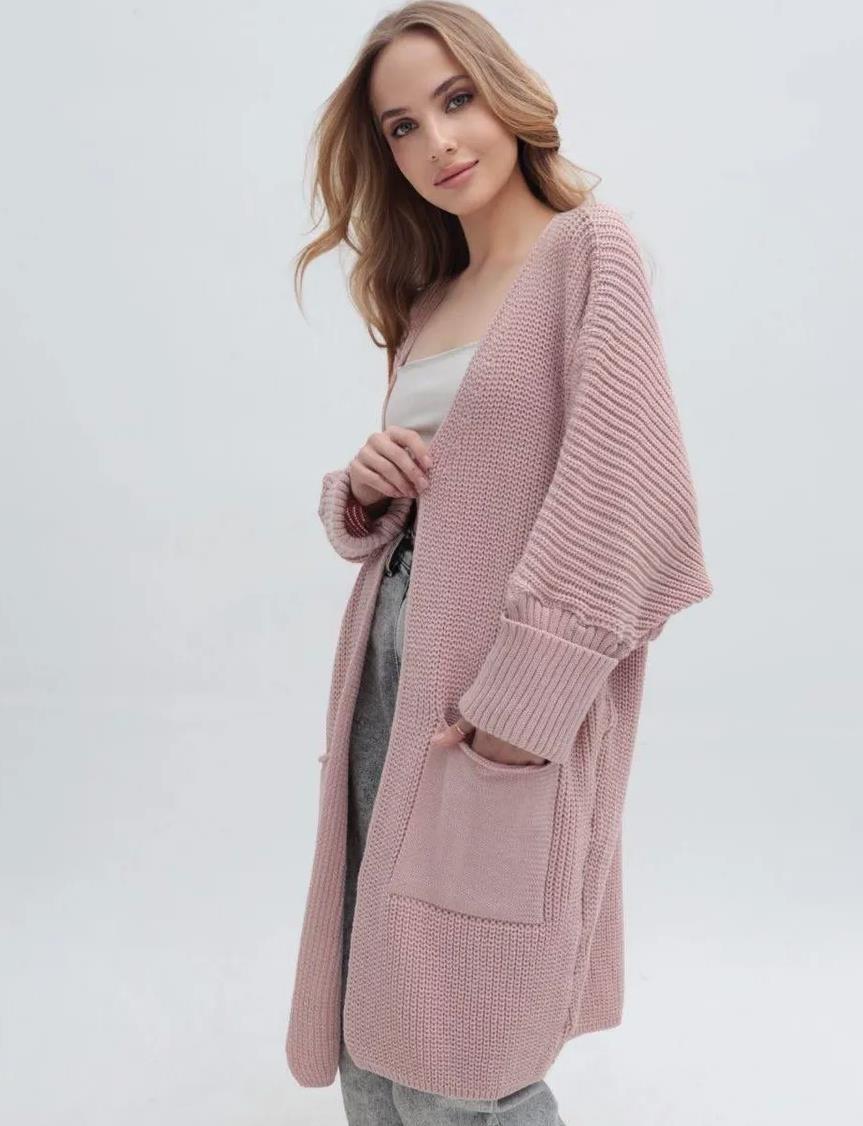 Damen Grobstrickcardigan mit großzügigen Taschen und lässigem Schnitt Merchesia