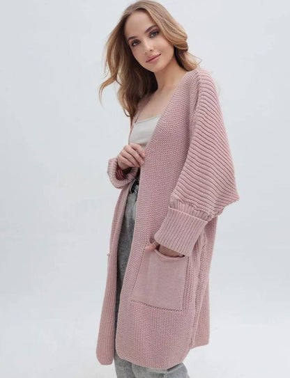 Damen Grobstrickcardigan mit großzügigen Taschen und lässigem Schnitt Merchesia
