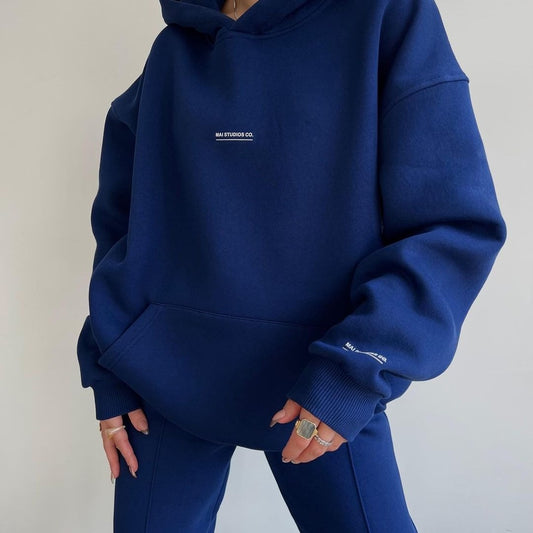 Damen lässiger oversized Kapuzenpullover mit praktischer Kängurutasche Merchesia