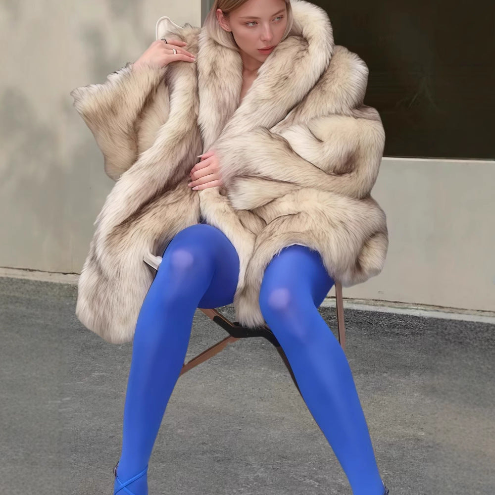 Damen Eleganter Kunstpelzmantel Merchesia