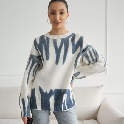Damen Oversized Pullover mit kreativem Muster und weich strukturiertem Material Merchesia