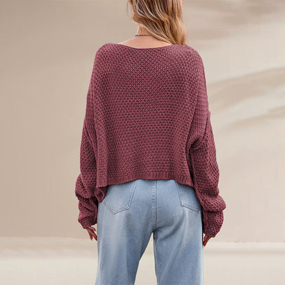 Damen Grobstrickpullover mit besonderen Details Merchesia
