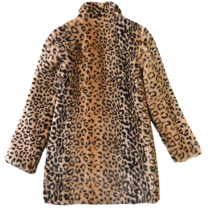 Damen Kuschelige Leopardenfelljacke Merchesia