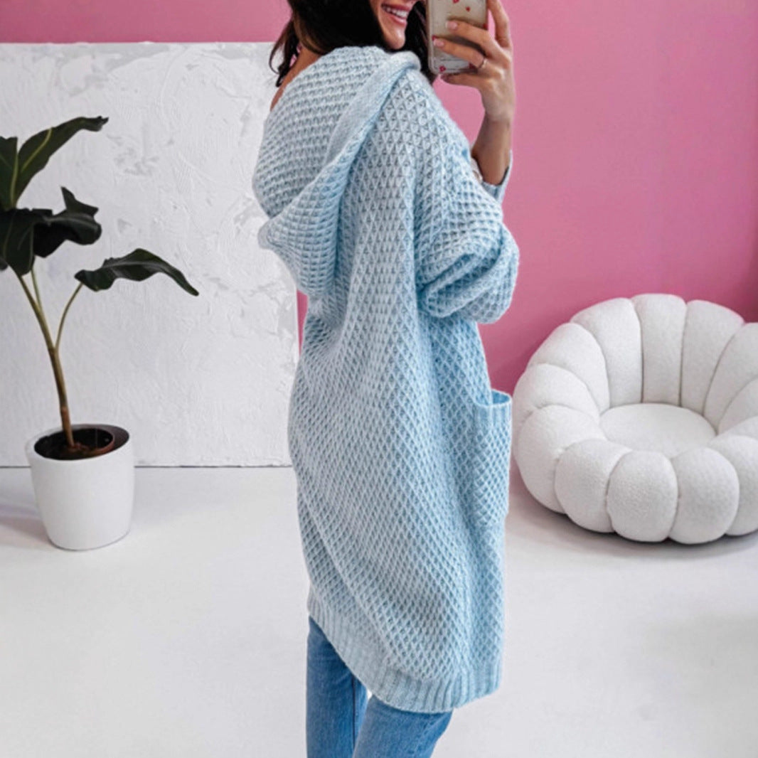 Damen Strickmantel mit luftiger Maschenstruktur und praktischen Taschen Merchesia