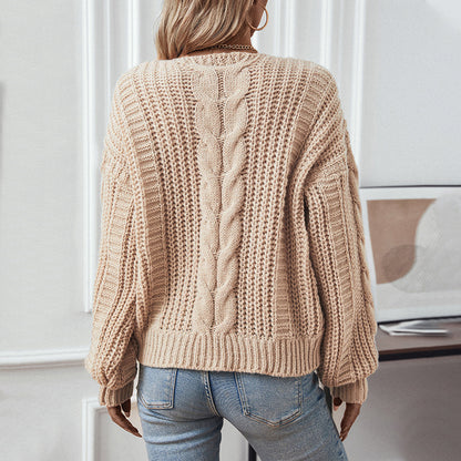 Damen Grobstrickpullover mit oversized Schnitt und Zopfmuster Merchesia