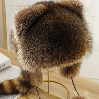 Damen Modische Fellmütze mit Ohrenschutz und Bommeln Merchesia