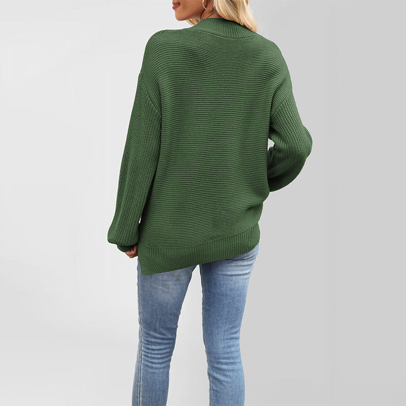 Damen Grobstrickpullover mit überschnittenen Schultern Merchesia