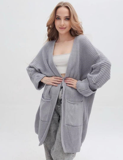 Damen Grobstrickcardigan mit großzügigen Taschen und lässigem Schnitt Merchesia