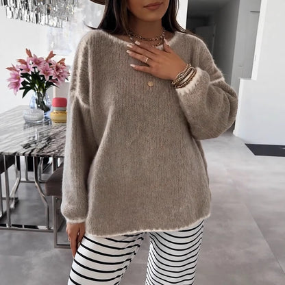 Damen Übergroßer Strickpullover mit luftigen Ärmeln Merchesia