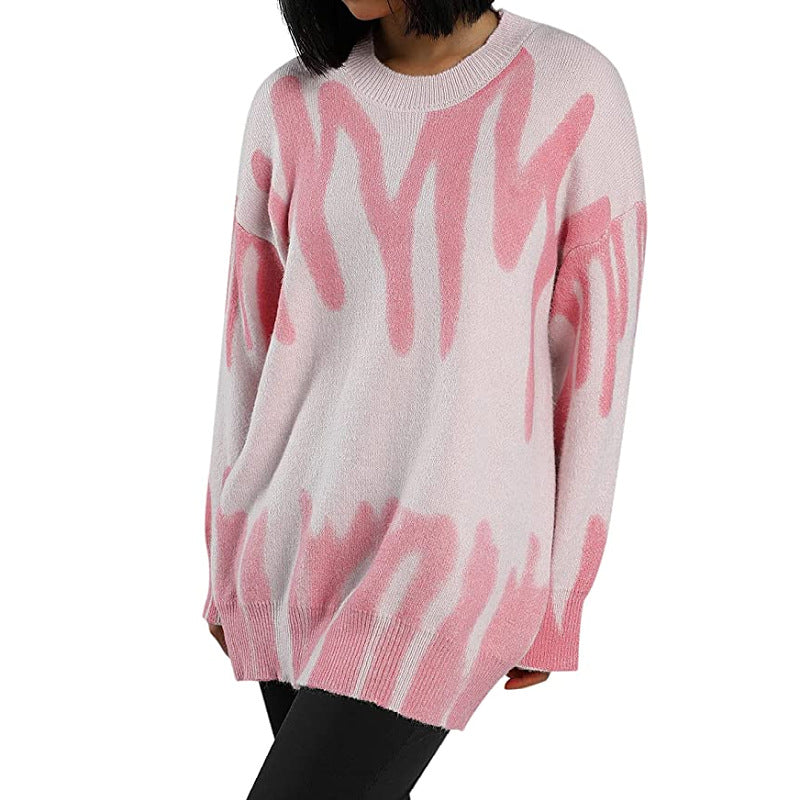 Damen Lässiger Pullover mit modernem Abstract-Design und oversized Passform Merchesia