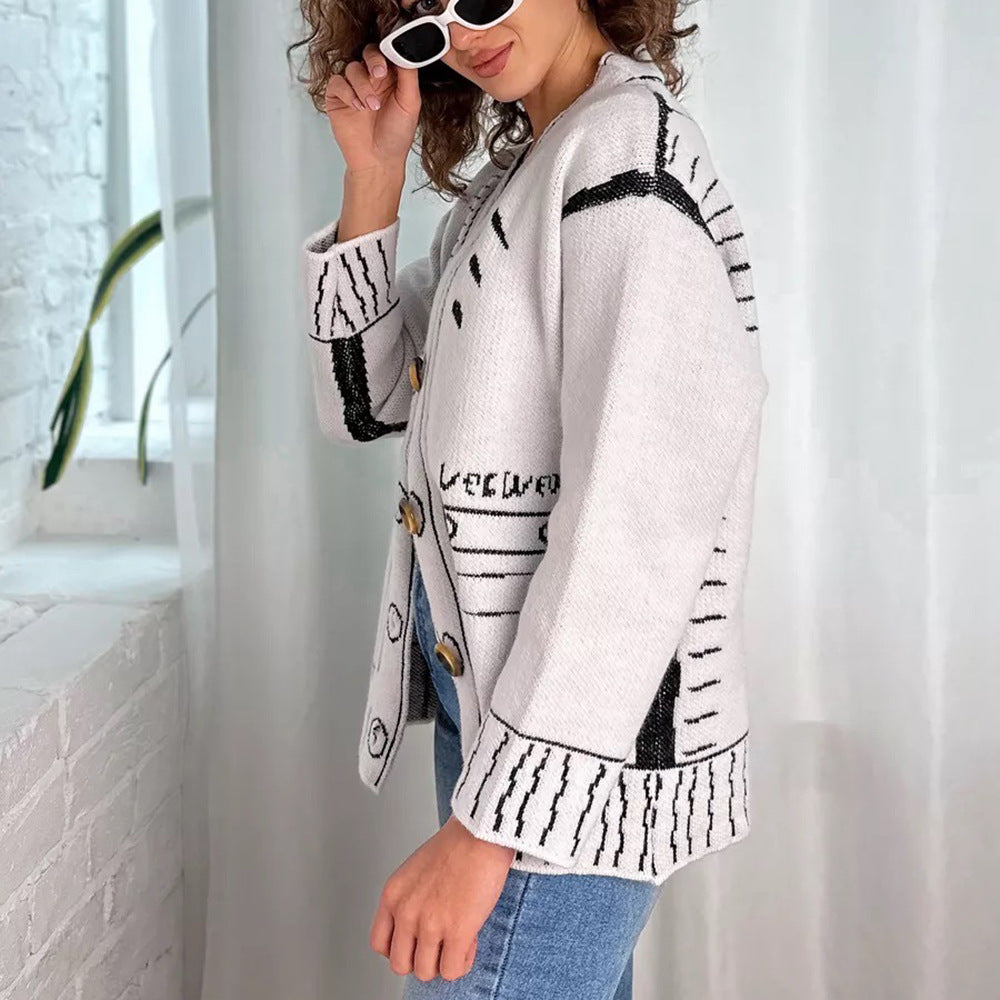 Damen modische Strickjacke mit asymmetrischem Design und dekorativen Knöpfen Merchesia