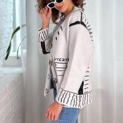 Damen modische Strickjacke mit asymmetrischem Design und dekorativen Knöpfen Merchesia