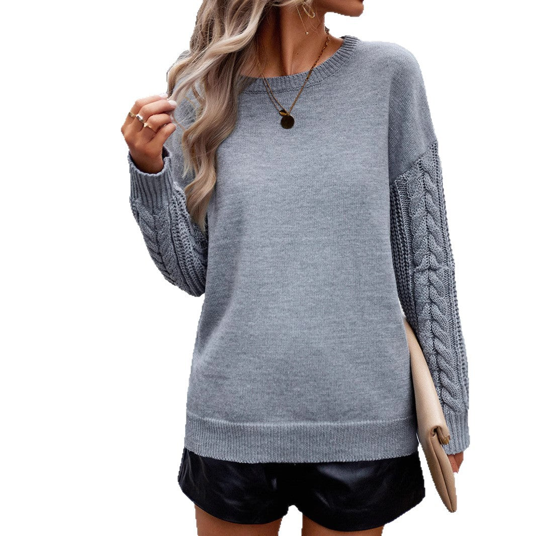 Damen gemütlicher Pullover mit detailreichen Strickärmeln Merchesia