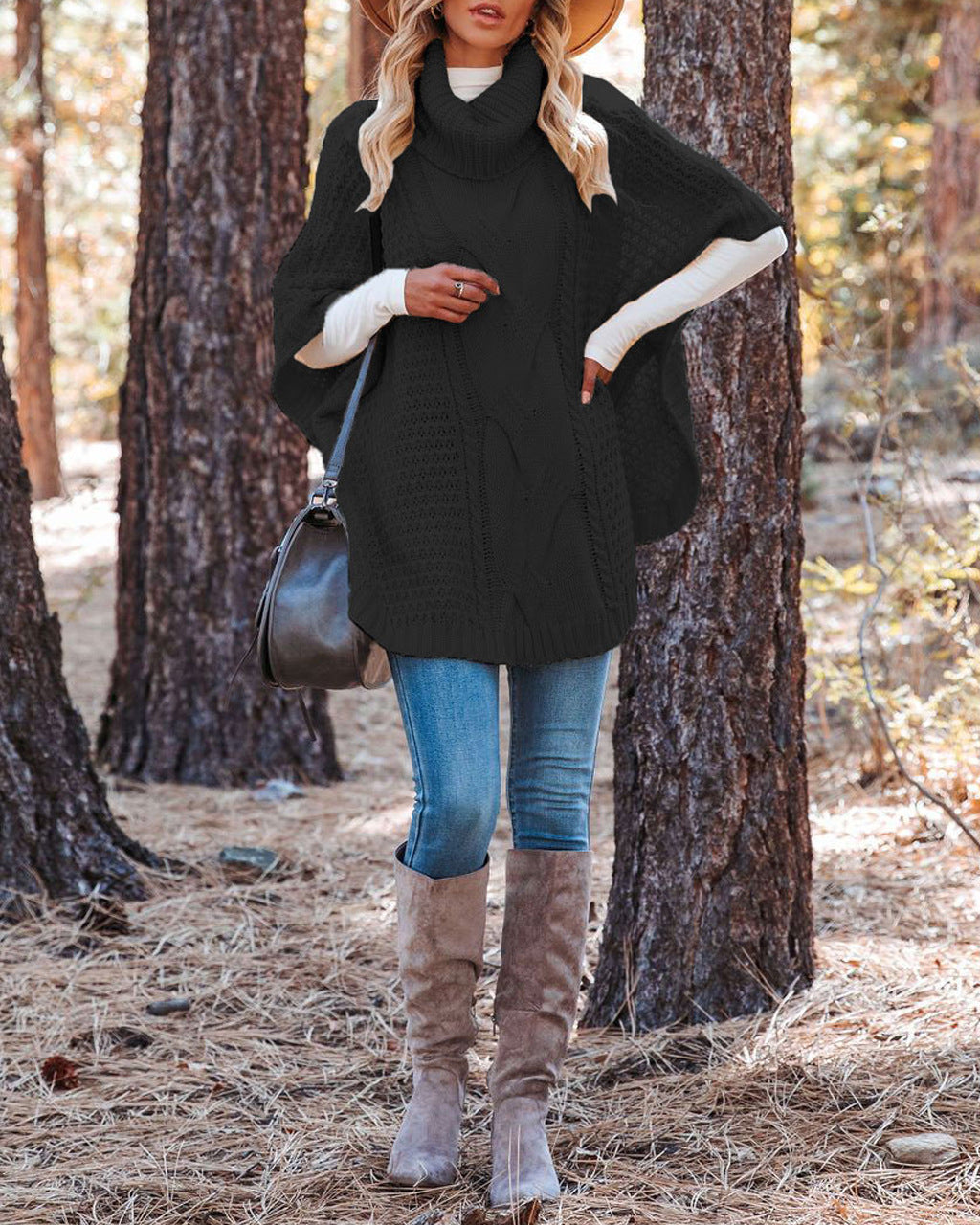 Damen Strickpullover im Poncho-Stil Merchesia