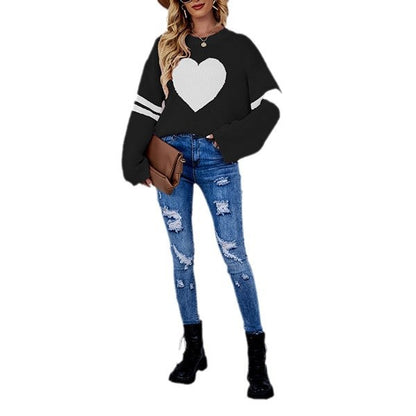 Damen Herz-Muster Pullover Merchesia