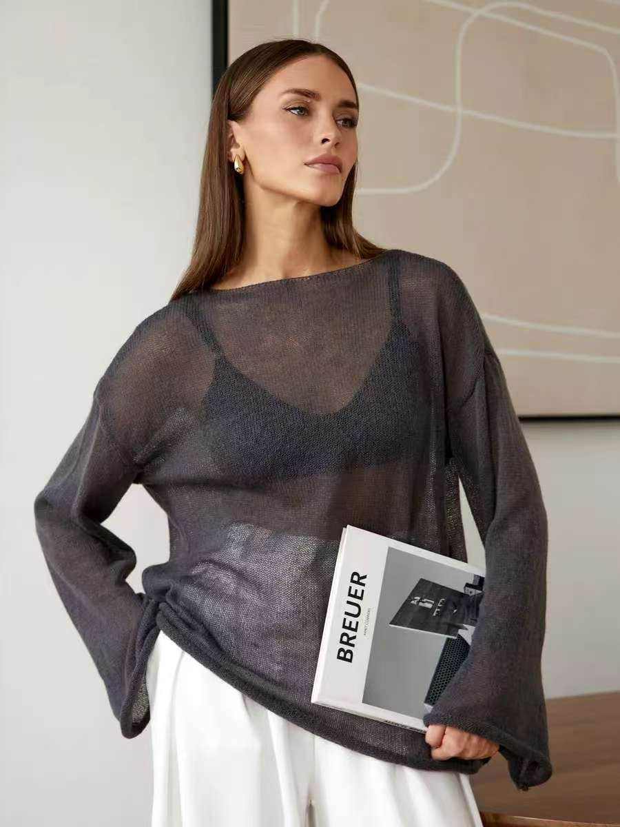 Damen luftiger Oversized-Strickpullover mit weitem Schnitt Merchesia