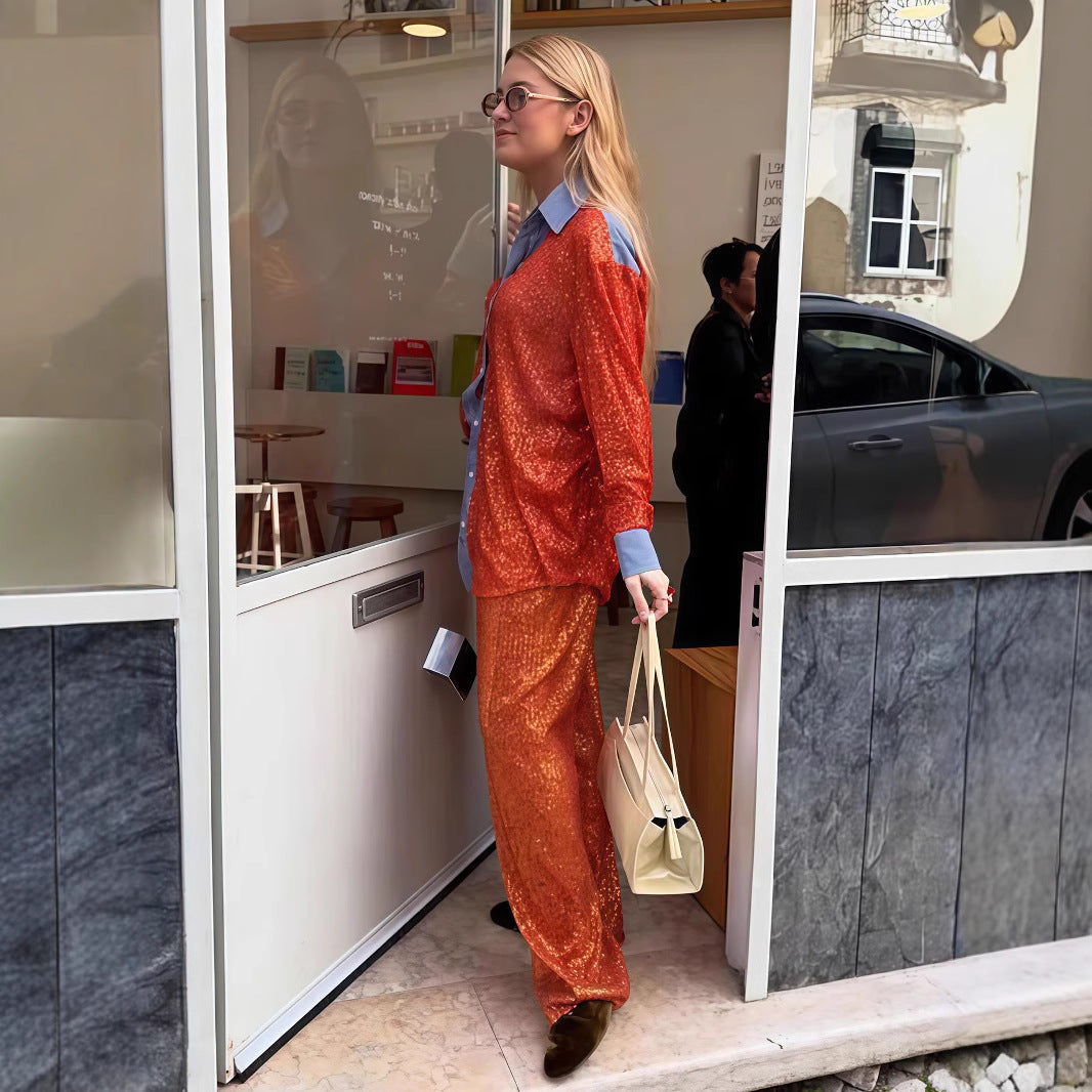 Damen Glamouröses Lounge-Set mit Pailletten Merchesia