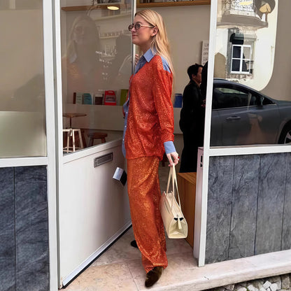 Damen Glamouröses Lounge-Set mit Pailletten Merchesia