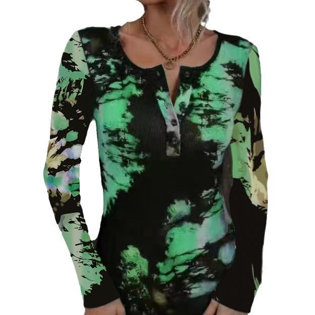 Damen Langarmshirt mit buntem Farbverlauf Merchesia