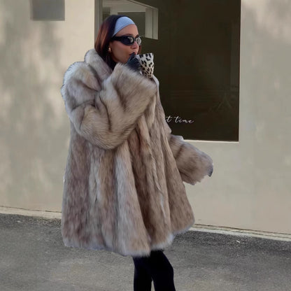 Damen Eleganter Kunstpelzmantel Merchesia