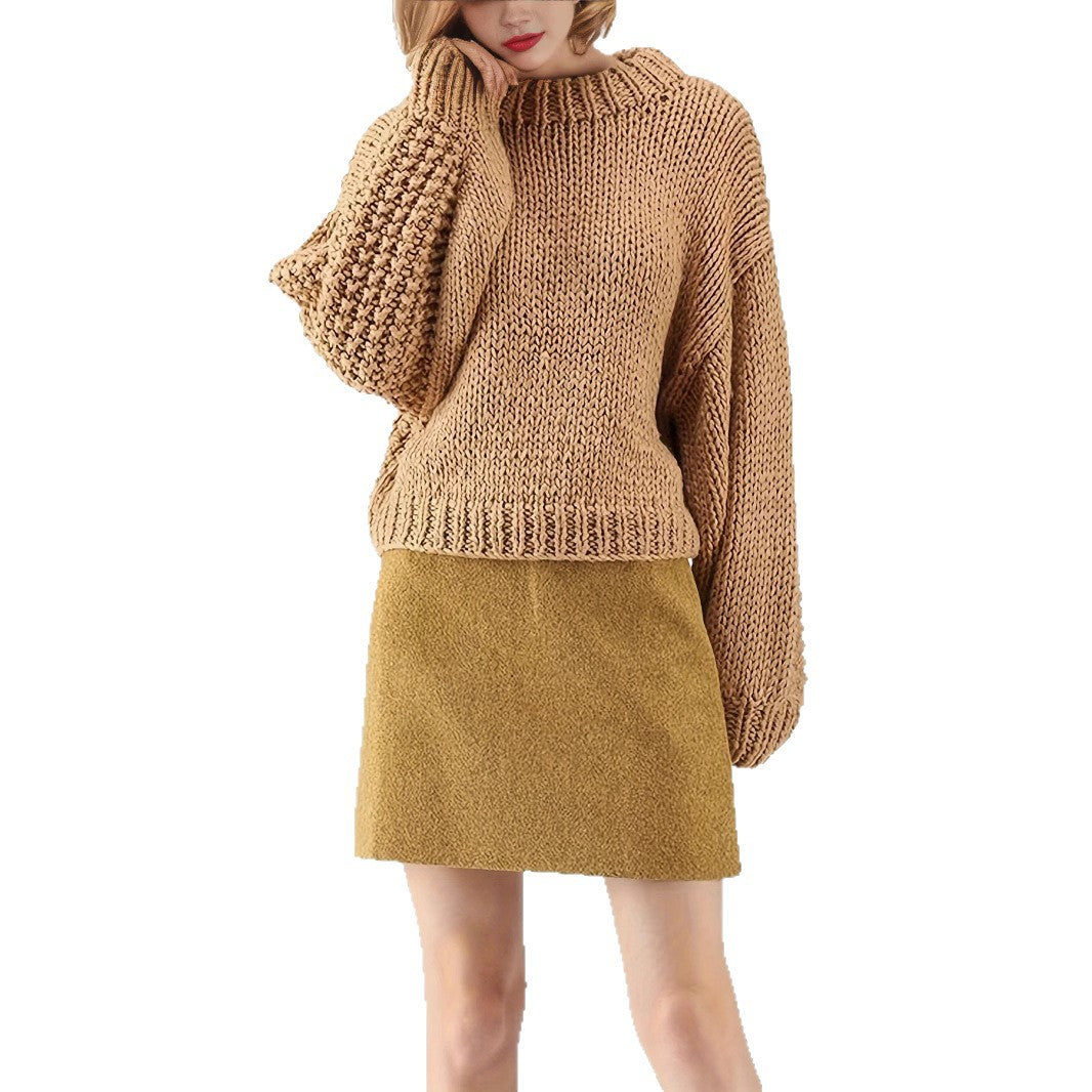 Damen Grobstrickpullover mit weitem Schnitt und Oversized-Ärmeln Merchesia