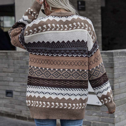 WW | Weinlese Geometrisch Strickpullover