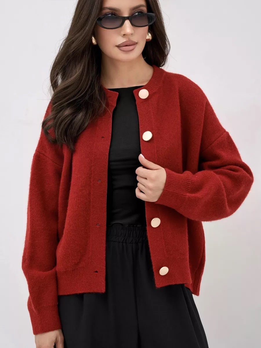 Damen Gemütlicher Strickcardigan mit Knopfdetails und lässigem Schnitt Merchesia