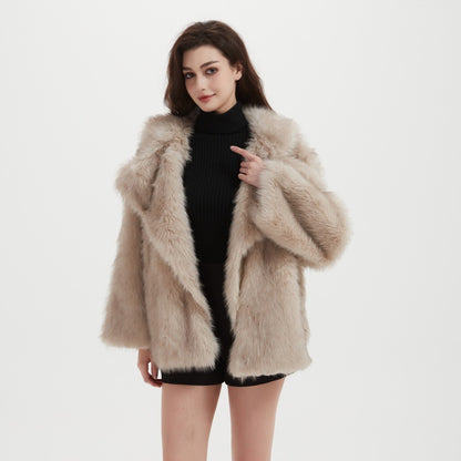 Damen Kuschliger Faux-Fur Mantel Merchesia
