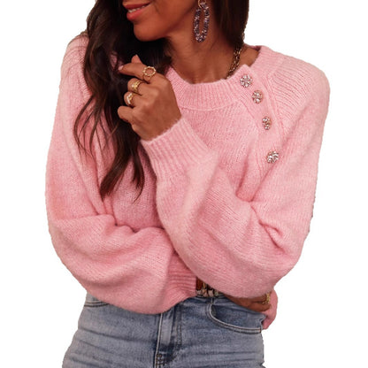 Damen elegant oversize Pullover mit Strassdetails Merchesia